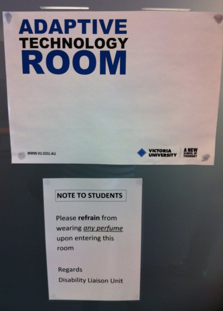 A Fragrance Free Study Room in The Library, at St. Albans, Victoria University, Australia